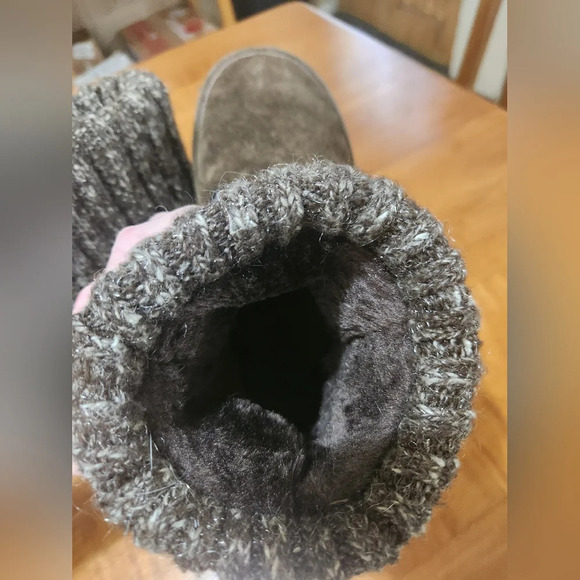 Lamo Brown Suede Sweater Cuff Boot Faux Fur Size 7 - Picture 7 of 10